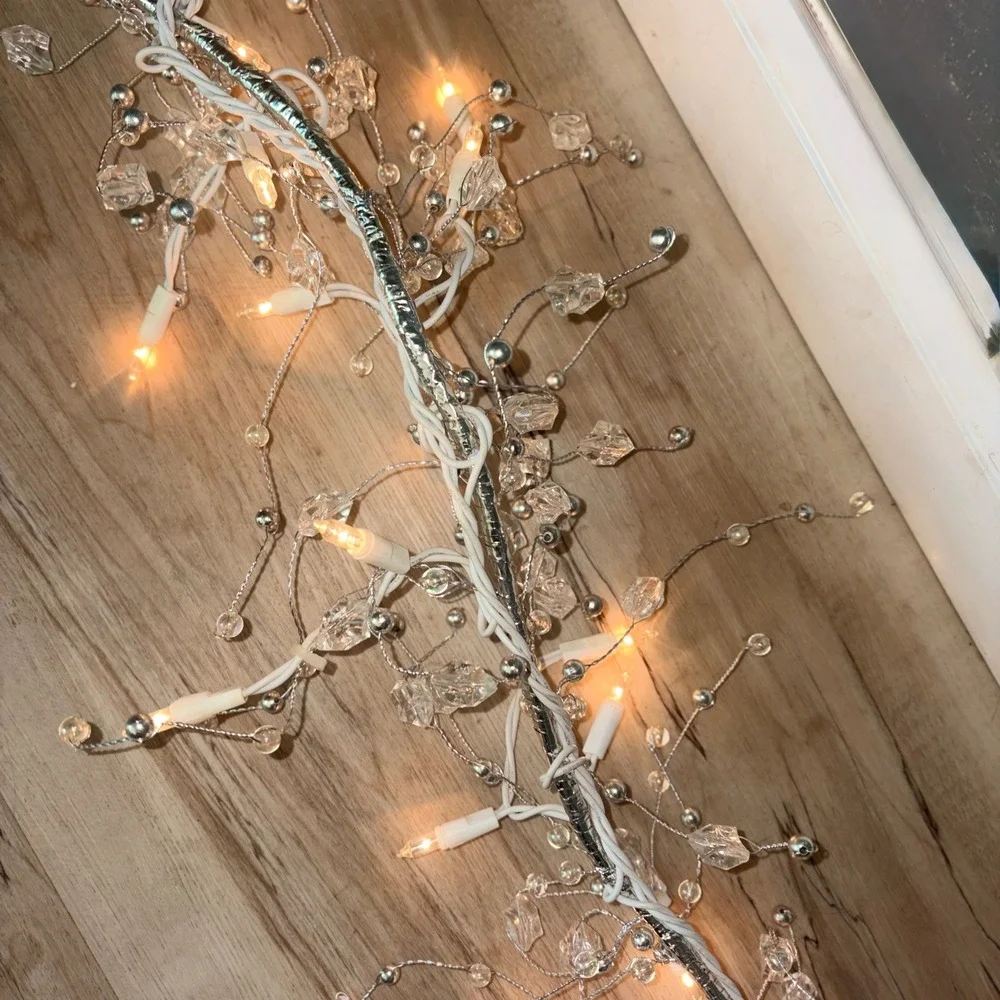 9' LED Gem Garland 100 Warm White LED Lights Christmas Holidays Weddings